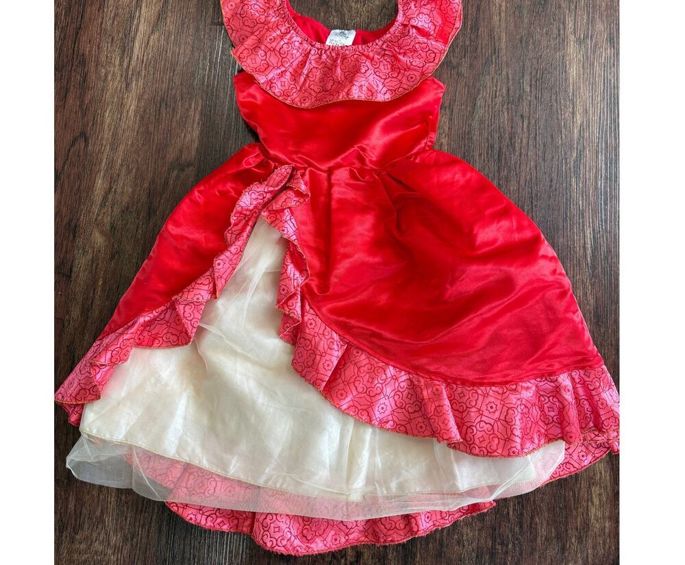 Authentic Disney Elena Of Avalor Red Princess Halloween Costume Dress Girls Sz 4